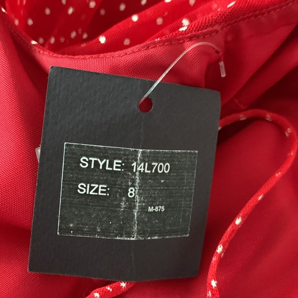 NWT Anna Sui Polka Dot red dress spaghetti strap size 8 medium small 6 - Picture 11 of 14